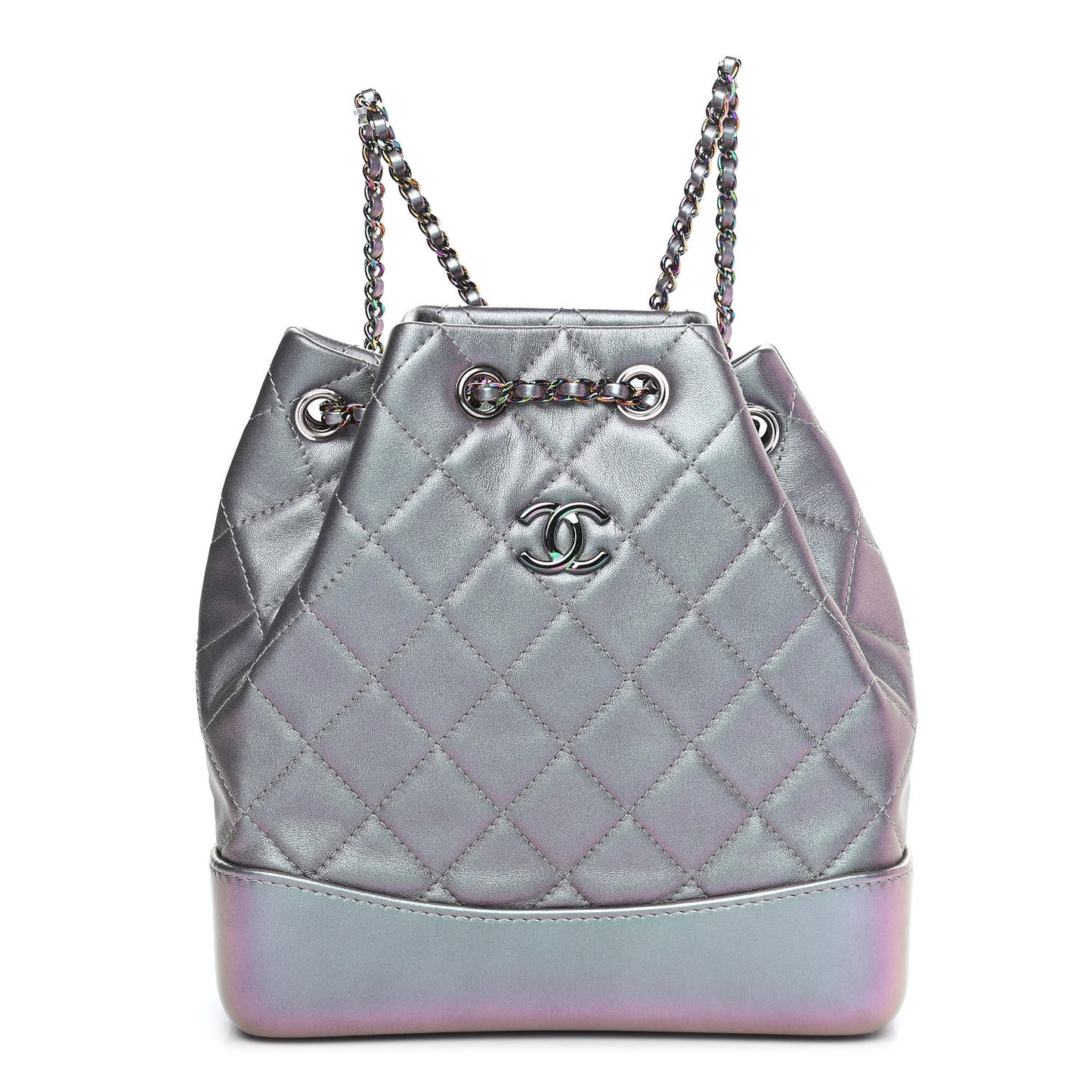 Iridescent Lambskin Calfskin Small Quilted Gabrielle Backpack Light Purple