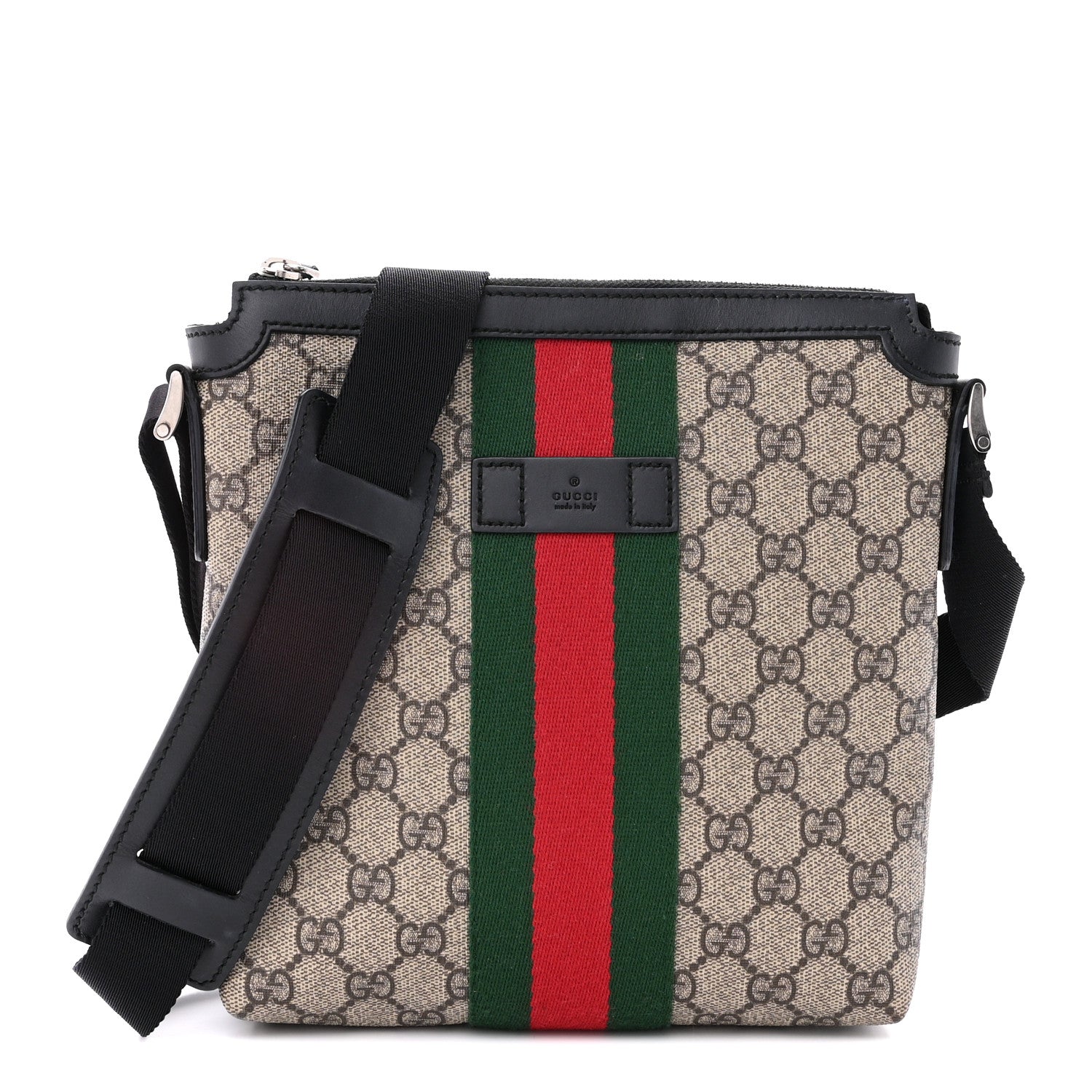Gucci GG Supreme Monogram Web Messenger Bag Black 1 of 12
