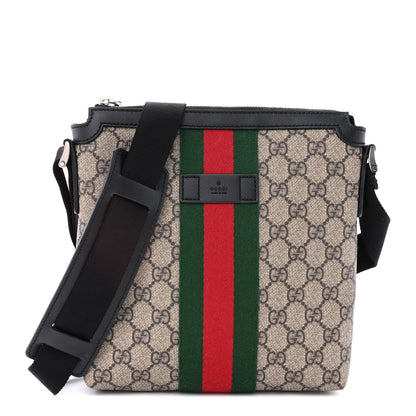 Gucci GG Supreme Monogram Web Messenger Bag Black 1 of 12