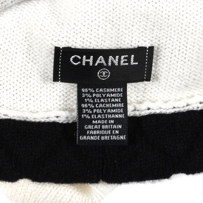 Chanel Cashmere Quilted CC Beanie Hat White Black 4 of 4