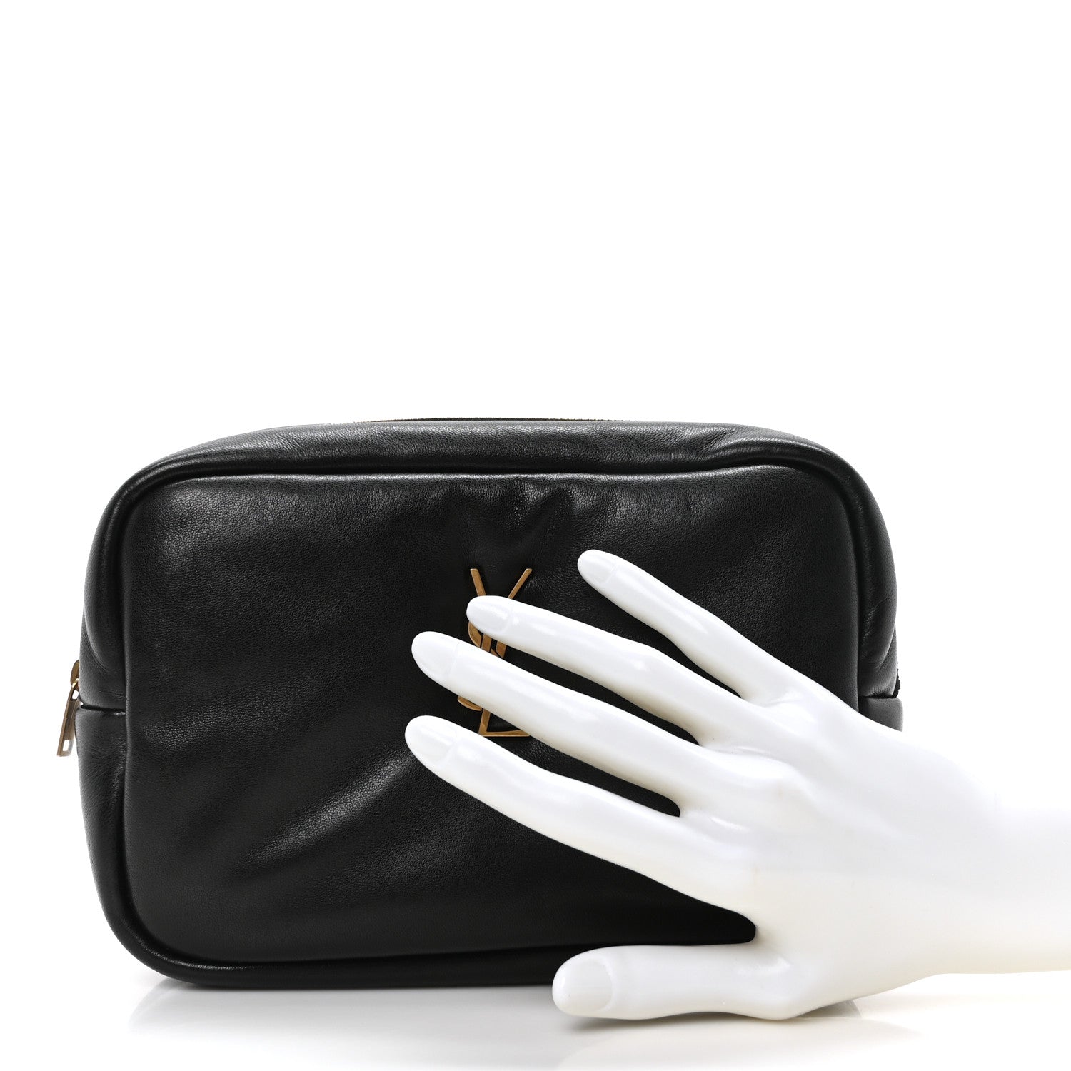 Saint Laurent Lambskin Calypso Cosmetic Case Black 2 of 10
