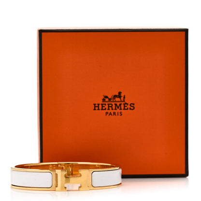 Hermes Enamel Narrow Clic Clac H Bracelet GM White 5 of 5