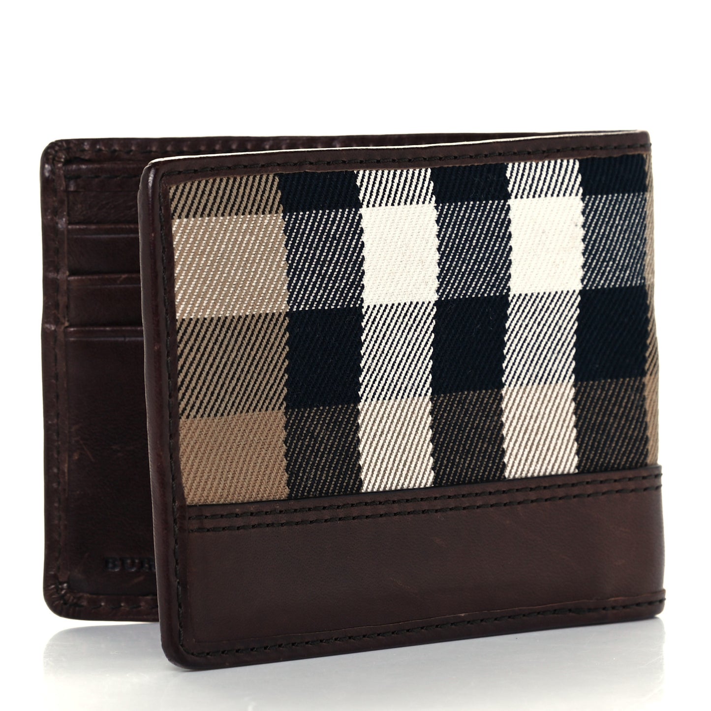 Calfskin House Check Bi-Fold Wallet Brown
