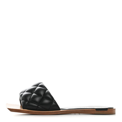 Bottega Veneta Nappa Matelasse Padded Flat Sandals 37.5 Black 1 of 7