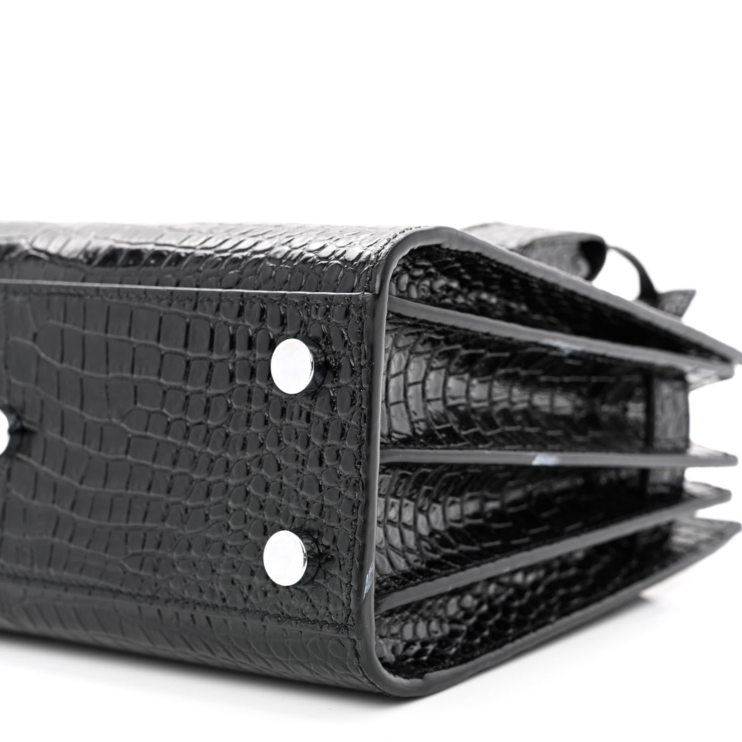 Saint Laurent Calfskin Crocodile Embossed Nano Sac De Jour Black 10 of 13