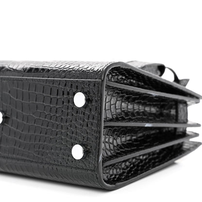 Saint Laurent Calfskin Crocodile Embossed Nano Sac De Jour Black 10 of 13
