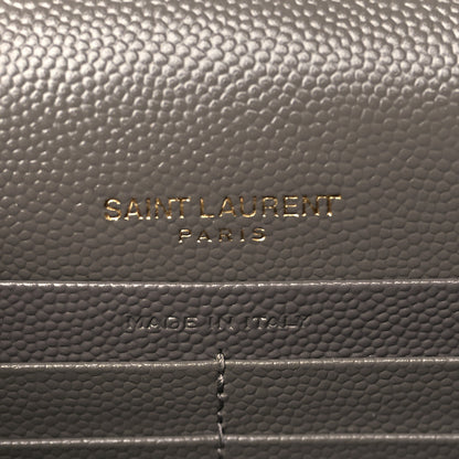 Saint Laurent Grain De Poudre Matelasse Chevron Monogram Envelope Chain Wallet Earth 5 of 8
