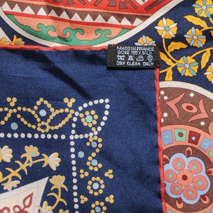 Hermes Silk L Arbre De Vie Scarf 90 Dark Bleu 5 of 5
