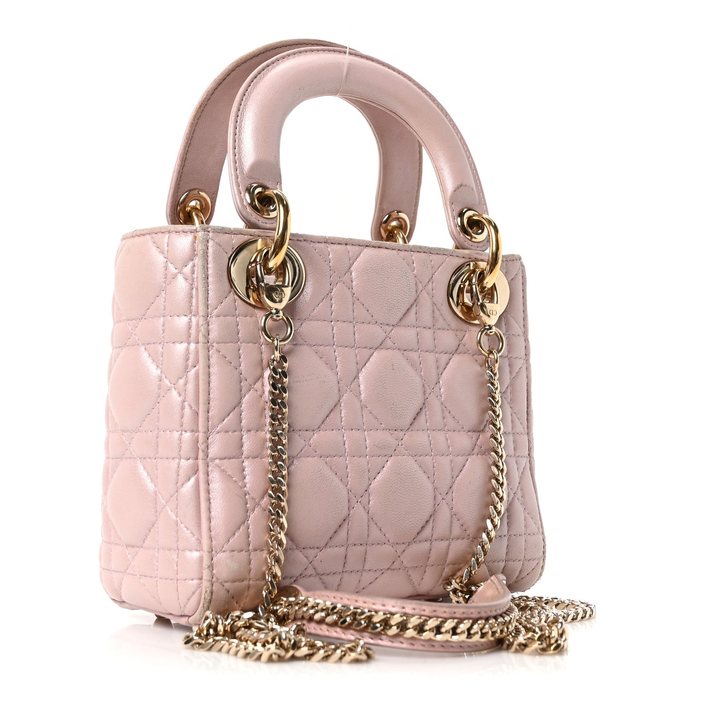 Metallic Lambskin Cannage Mini Lady Dior Lotus
