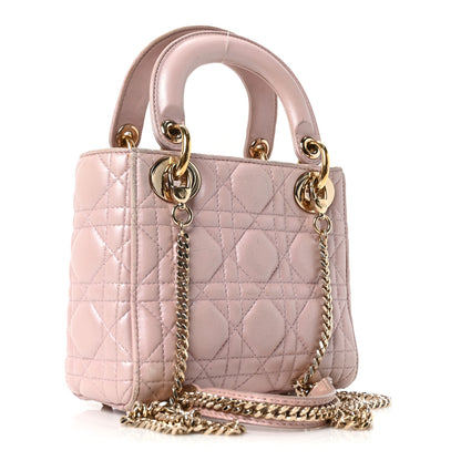 Christian Dior Metallic Lambskin Cannage Mini Lady Dior Lotus 3 of 9