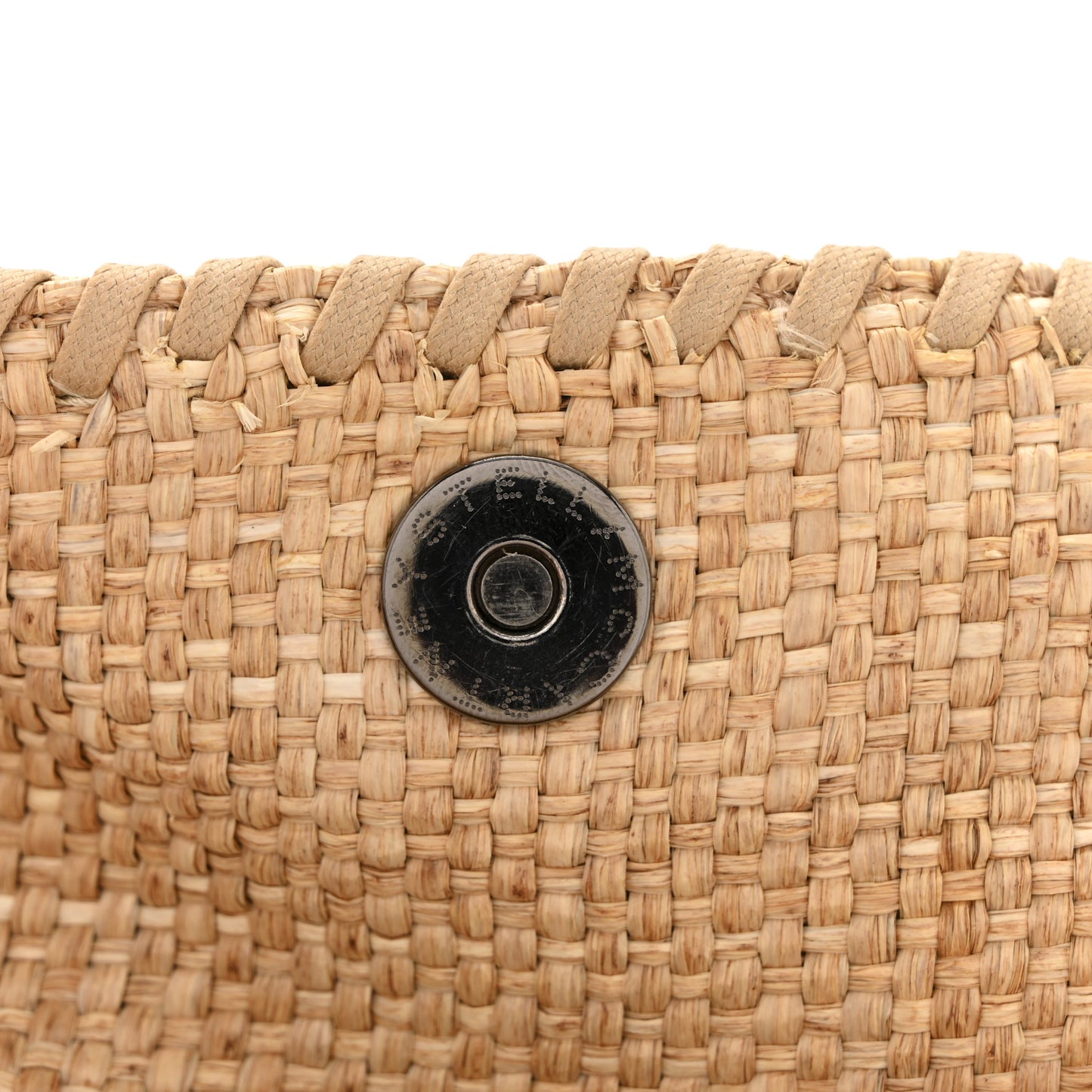 Woven Raffia Mini Falabella Fold Over Natural