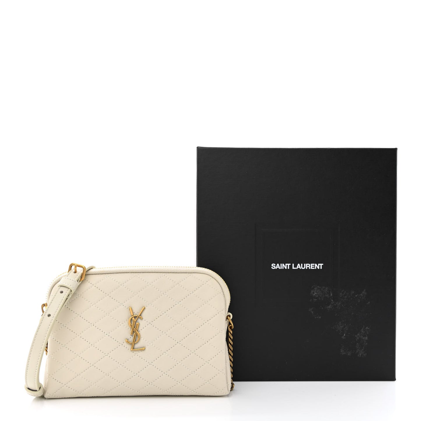 Lambskin Quilted Gaby Zipped Pouch Crema Soft