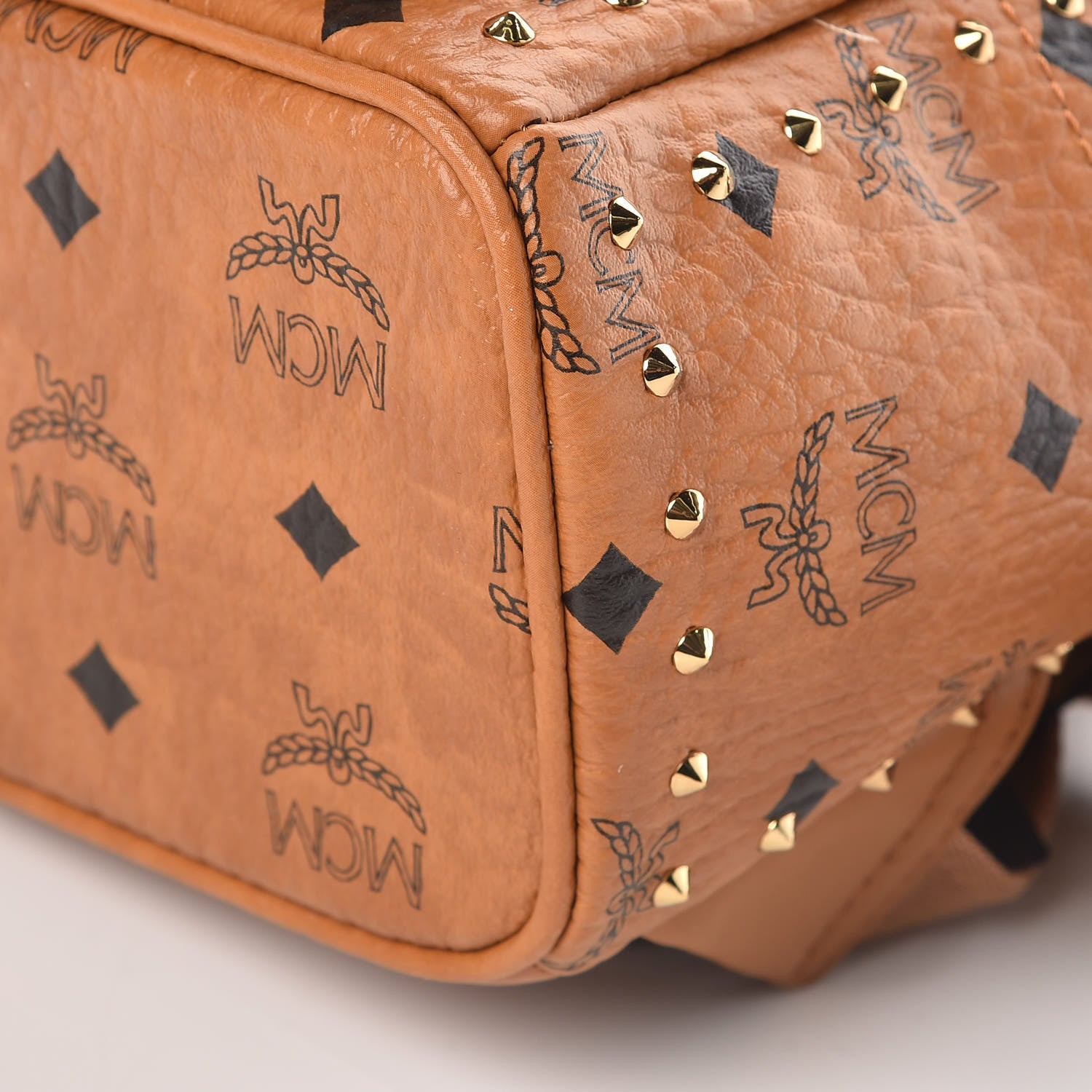 MCM Visetos Outline Stud Mini Stark Backpack Cognac 9 of 9
