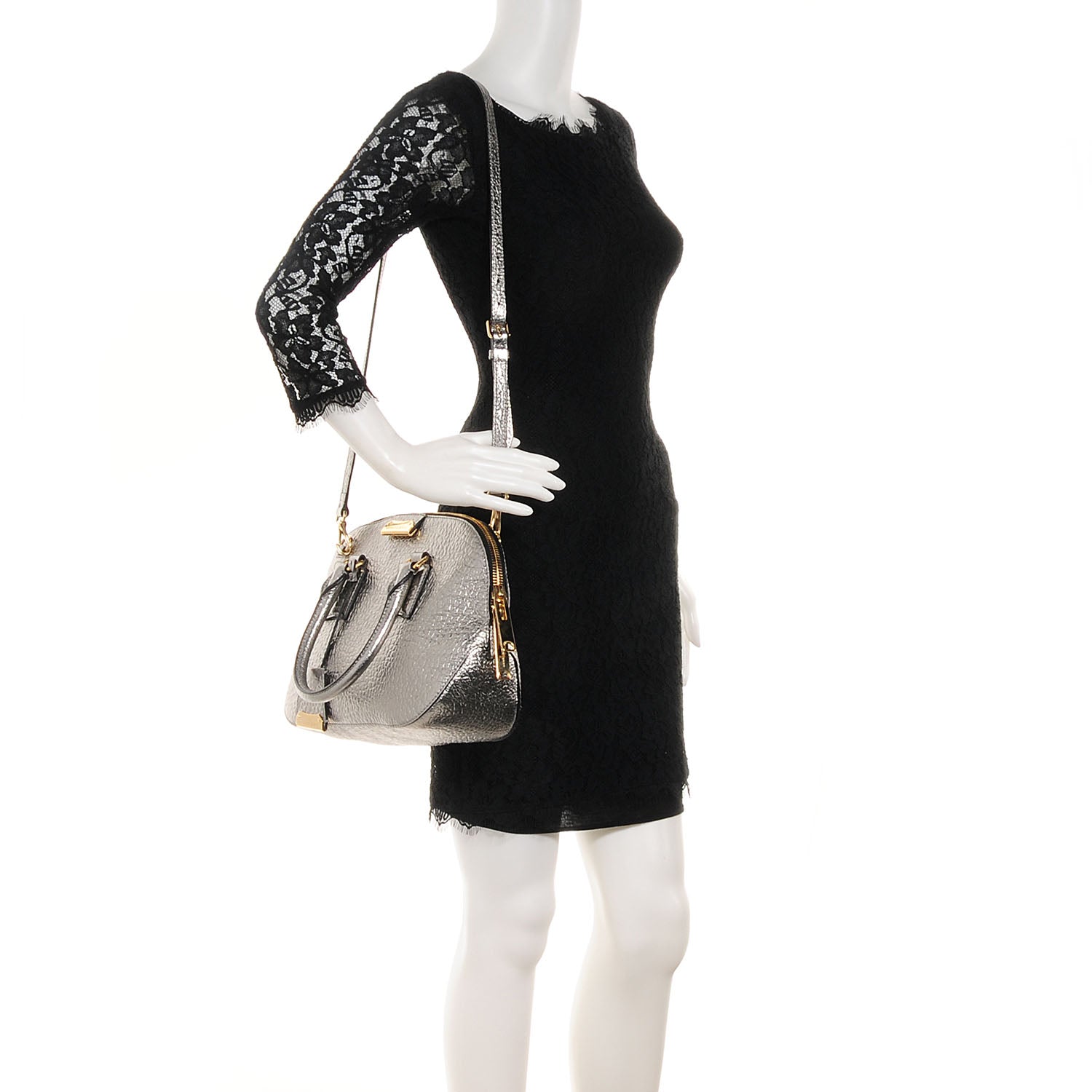 Burberry Heritage Grain Small Orchard Bowling Bag Silver 2 of 14