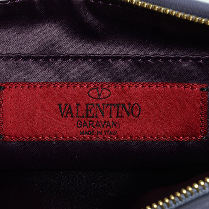 Valentino Garavani Nappa Leather Draped Rose Wristlet Purple 6 of 9