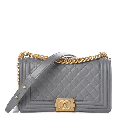 Chanel Lambskin Quilted Medium Boy Flap Grey 1 of 11