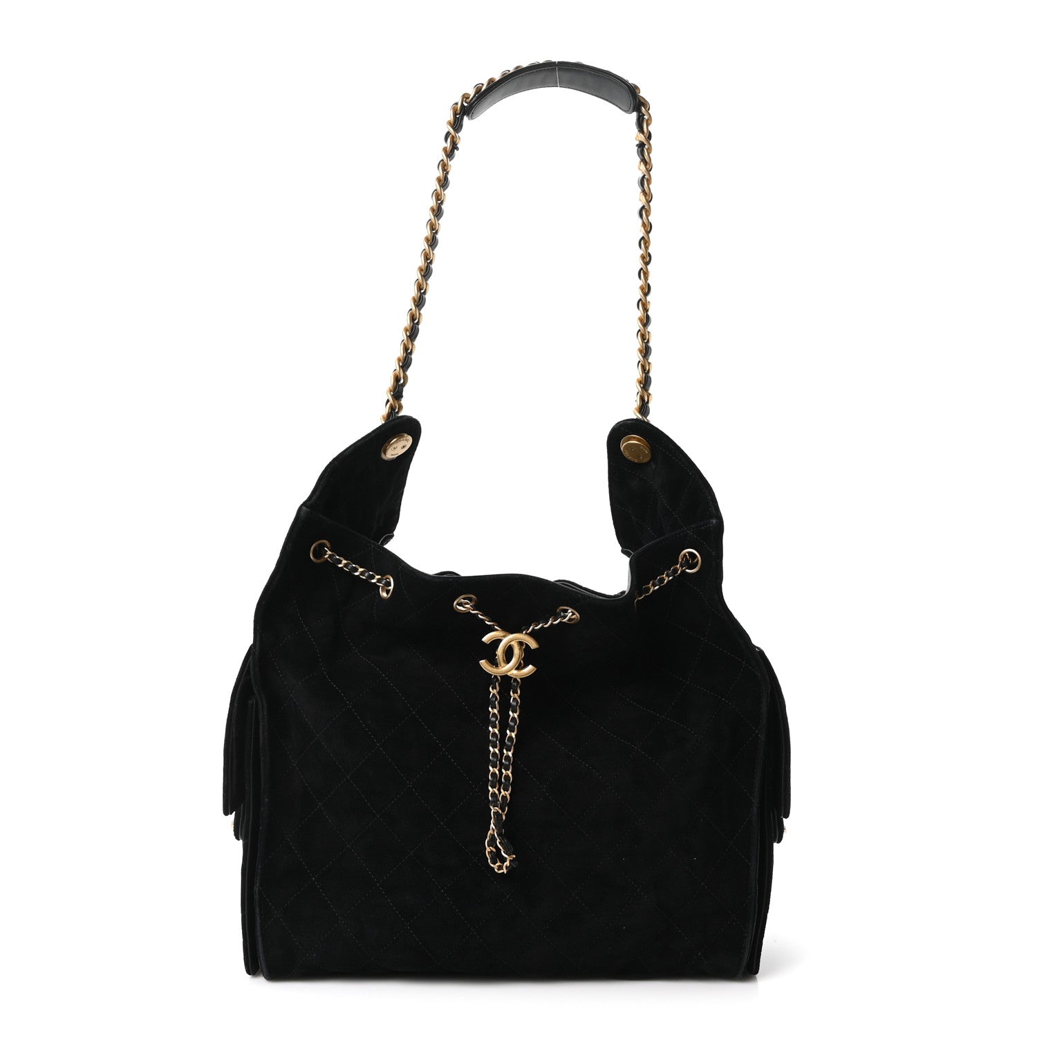 Chanel Suede Quilted Medium Chanel 25 Handbag Black 1 of 11