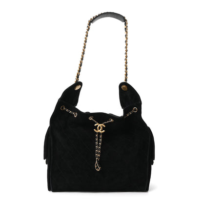 Chanel Suede Quilted Medium Chanel 25 Handbag Black 1 of 11