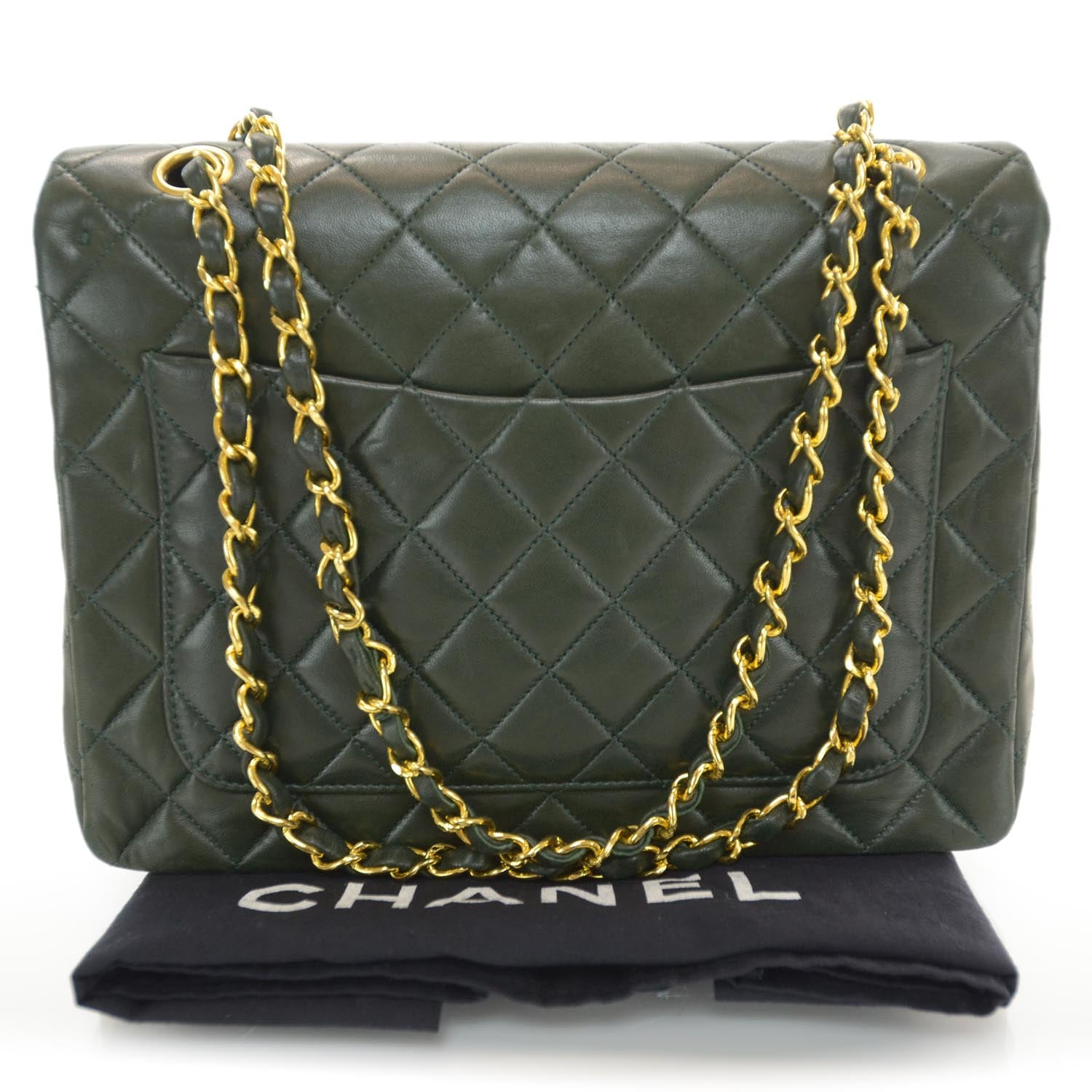 Chanel Lambskin Medium Double Flap Green 3 of 10