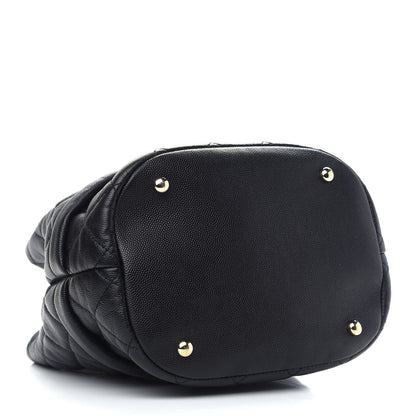 Chanel Caviar Quilted Rolled Up Bucket Drawstring Bag Black 4 of 9
