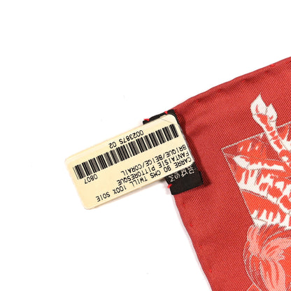 Hermes Silk Fantaisie Pittoresque Scarf 90 Brique Beige Corail 3 of 3