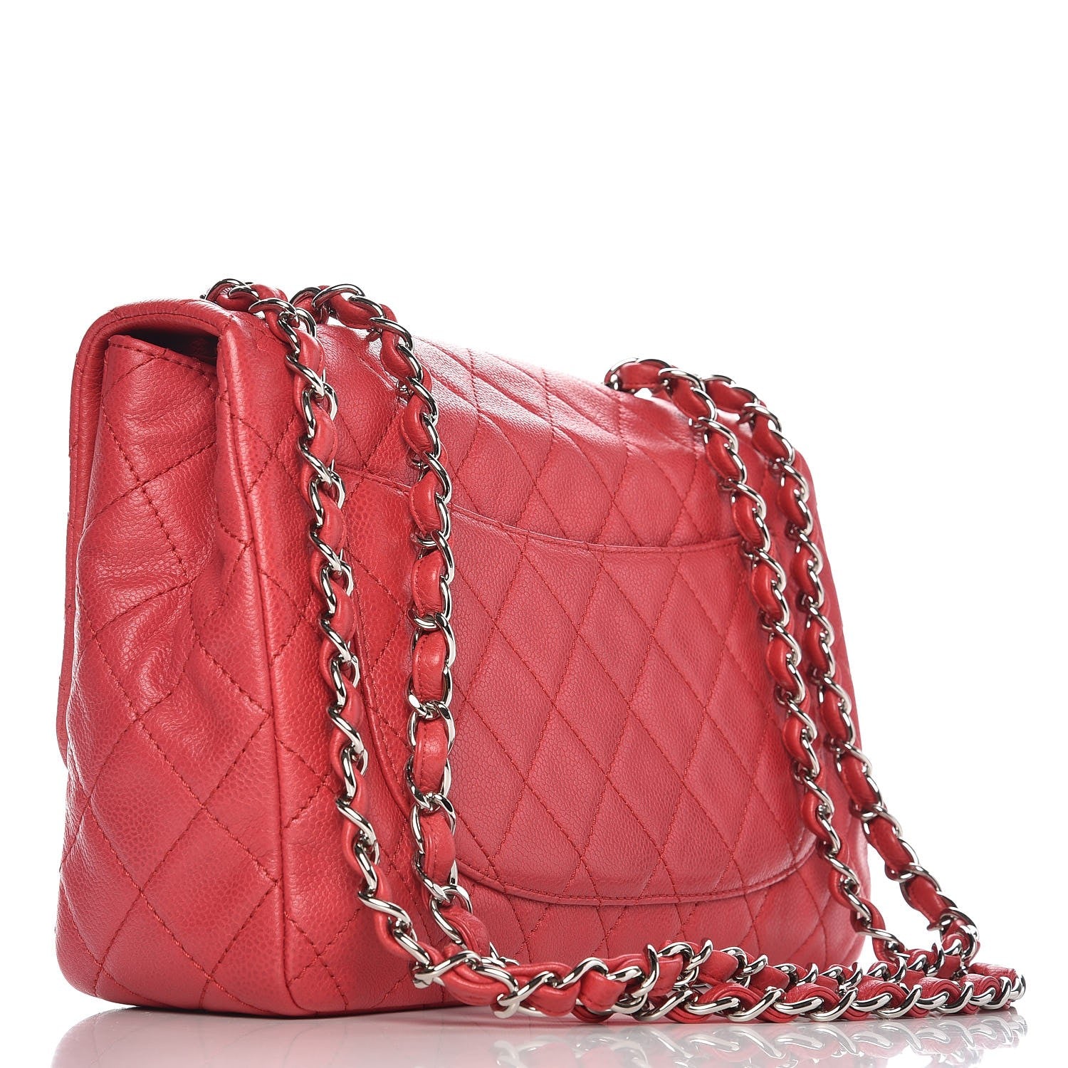 Chanel Washed Caviar Quilted Jumbo Single Flap Fuchsia 3 of 8