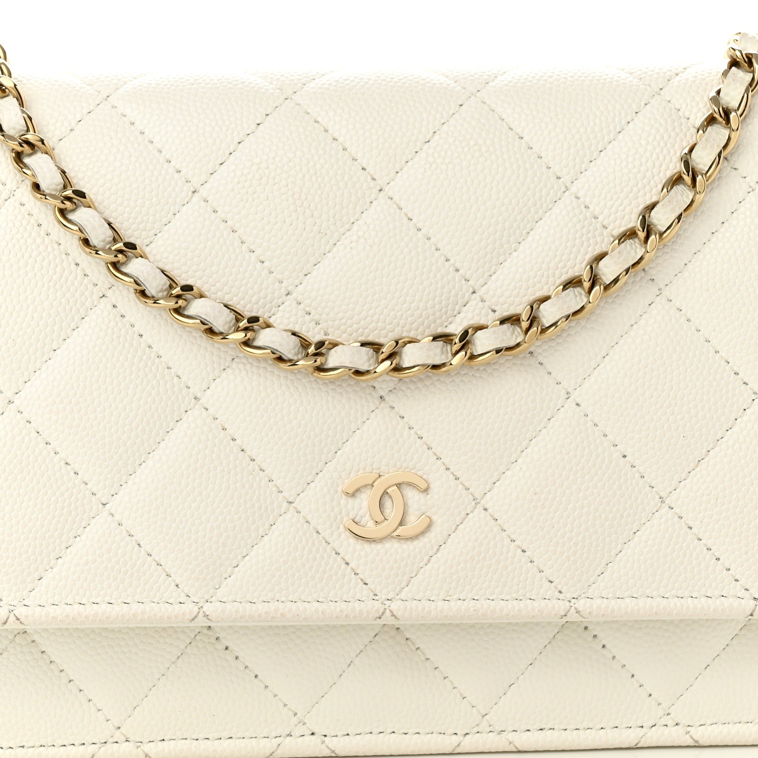 Chanel Caviar Quilted Wallet On Chain WOC White 9 of 12