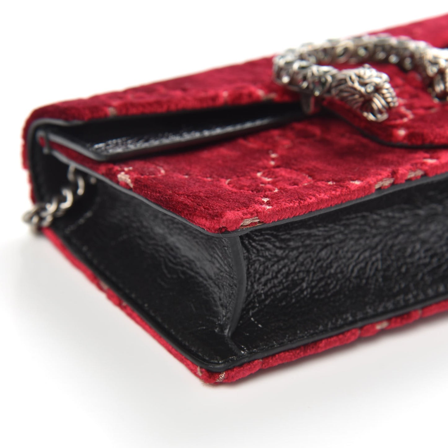 Velvet GG Monogram Super Mini Dionysus Shoulder Bag Red Cipria Black