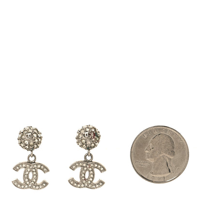 Chanel Crystal CC Drop Earrings Silver 2 of 5