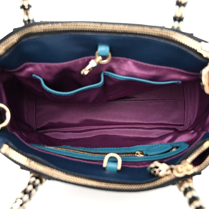 Bulgari Nappa Karung Serpenti Medium Top Handle Tote Blue Green Multicolor 5 of 9