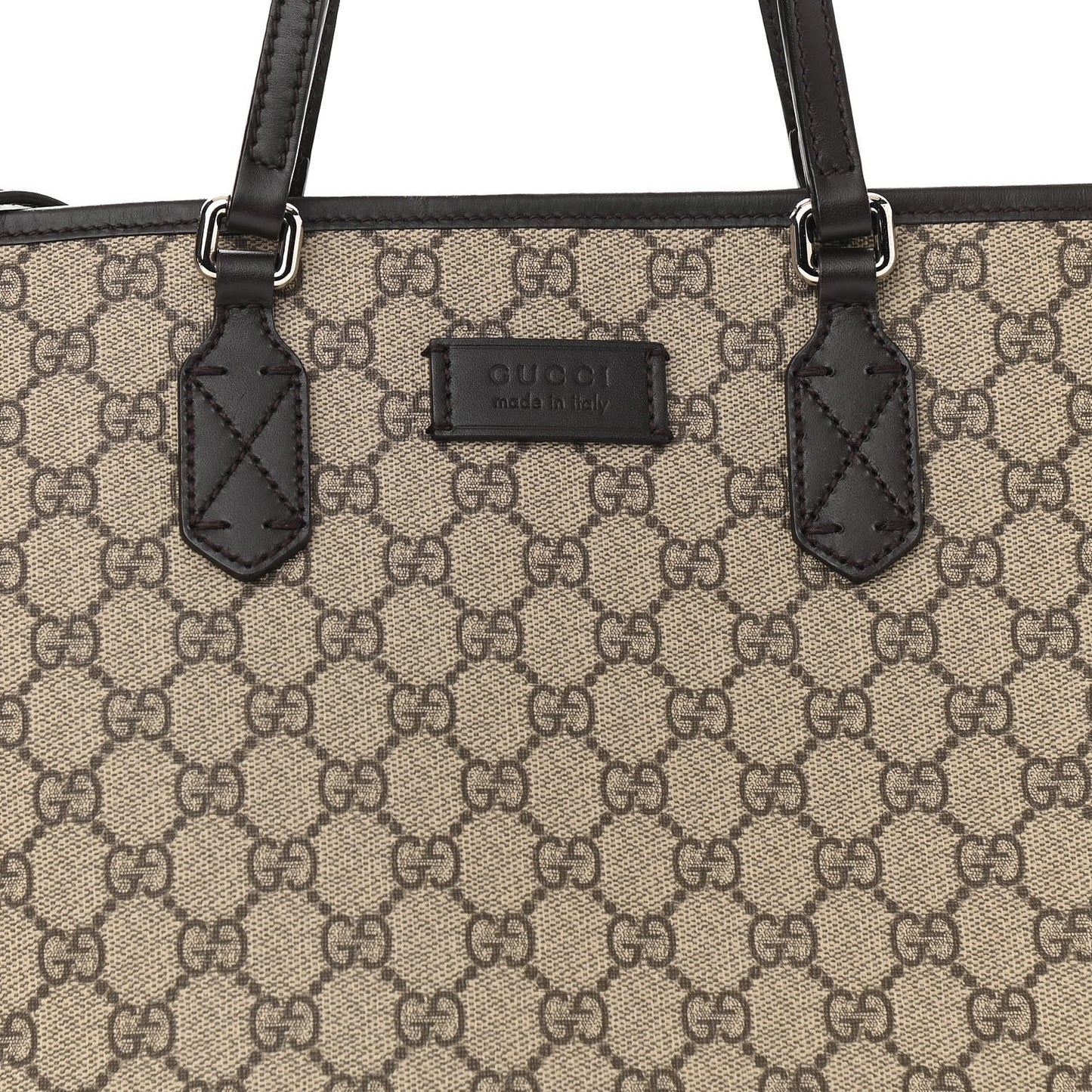GG Supreme Monogram Medium Zippered Tote Dark Brown