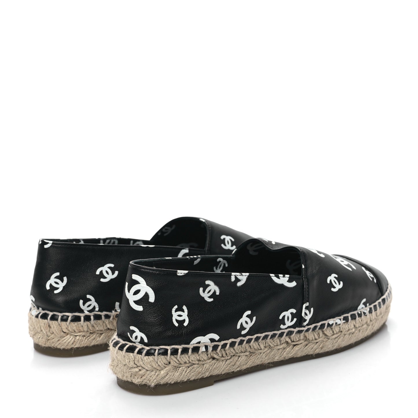 Lambskin Printed CC Espadrilles 39 Black White