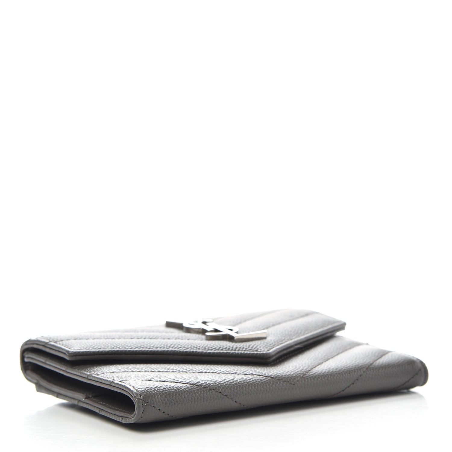 Saint Laurent Grain De Poudre Matelasse Chevron Small Monogram Passport Case Earth 4 of 6