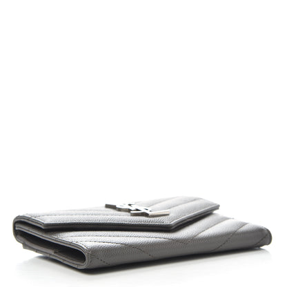 Saint Laurent Grain De Poudre Matelasse Chevron Small Monogram Passport Case Earth 4 of 6