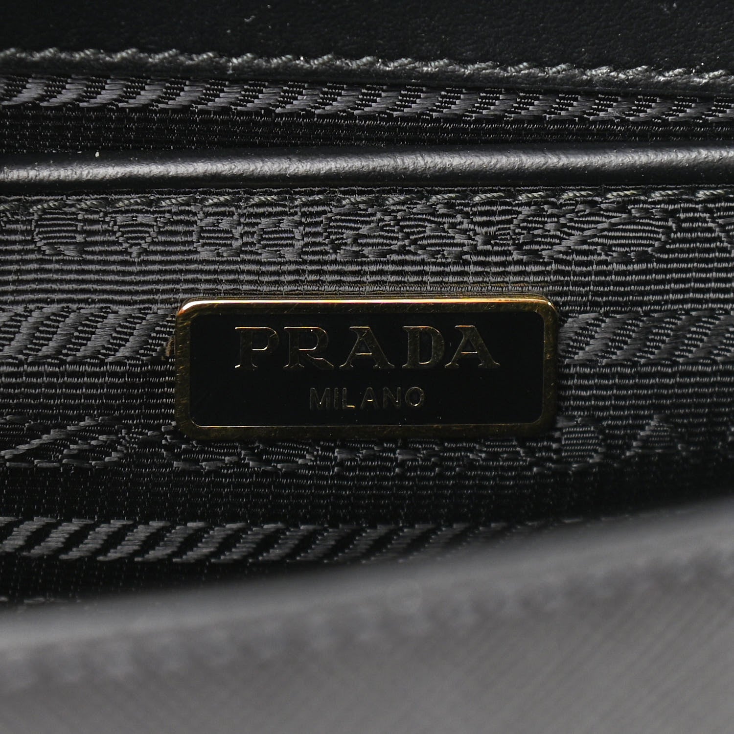 Prada Saffiano Soft Calfskin Metal Triangle Logo Envelope Chain Shoulder Bag Black 6 of 10