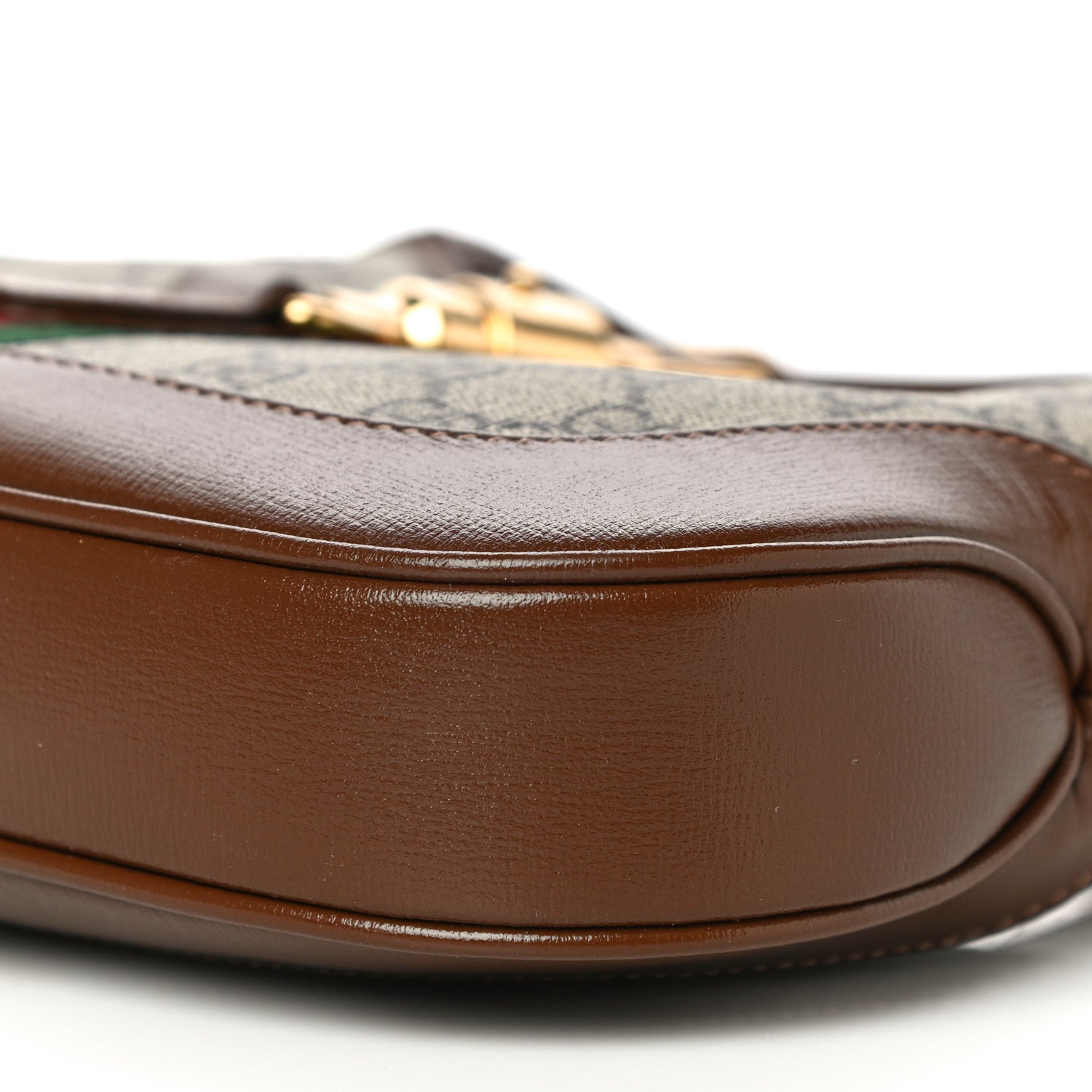 Gucci GG Supreme Monogram Azalea Calfskin Web Small Jackie 1961 Hobo Beige Ebony Brown Sugar 11 of 18