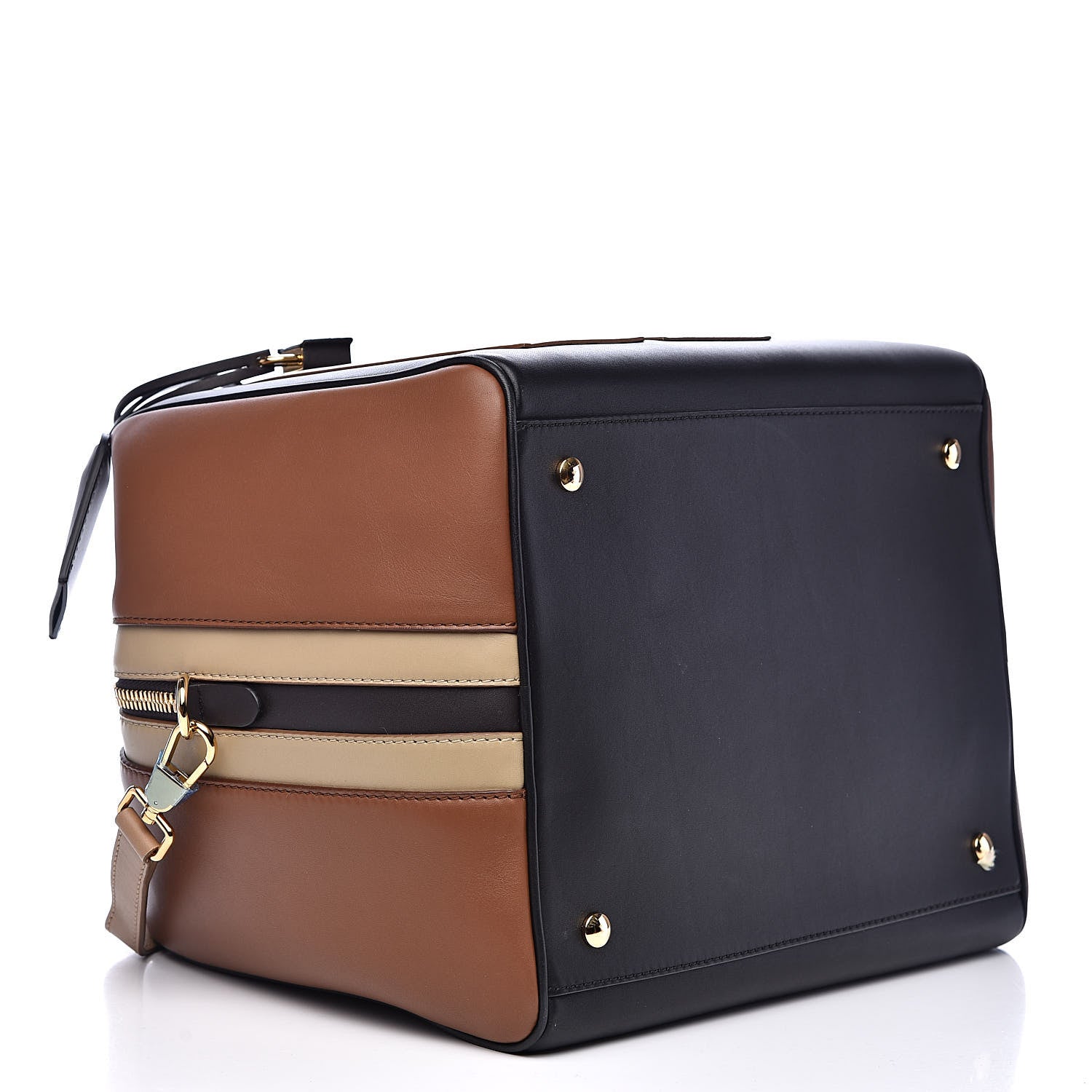 Burberry Smooth Calfskin Paneled Medium Cube Bowling Bag Black 4 of 11