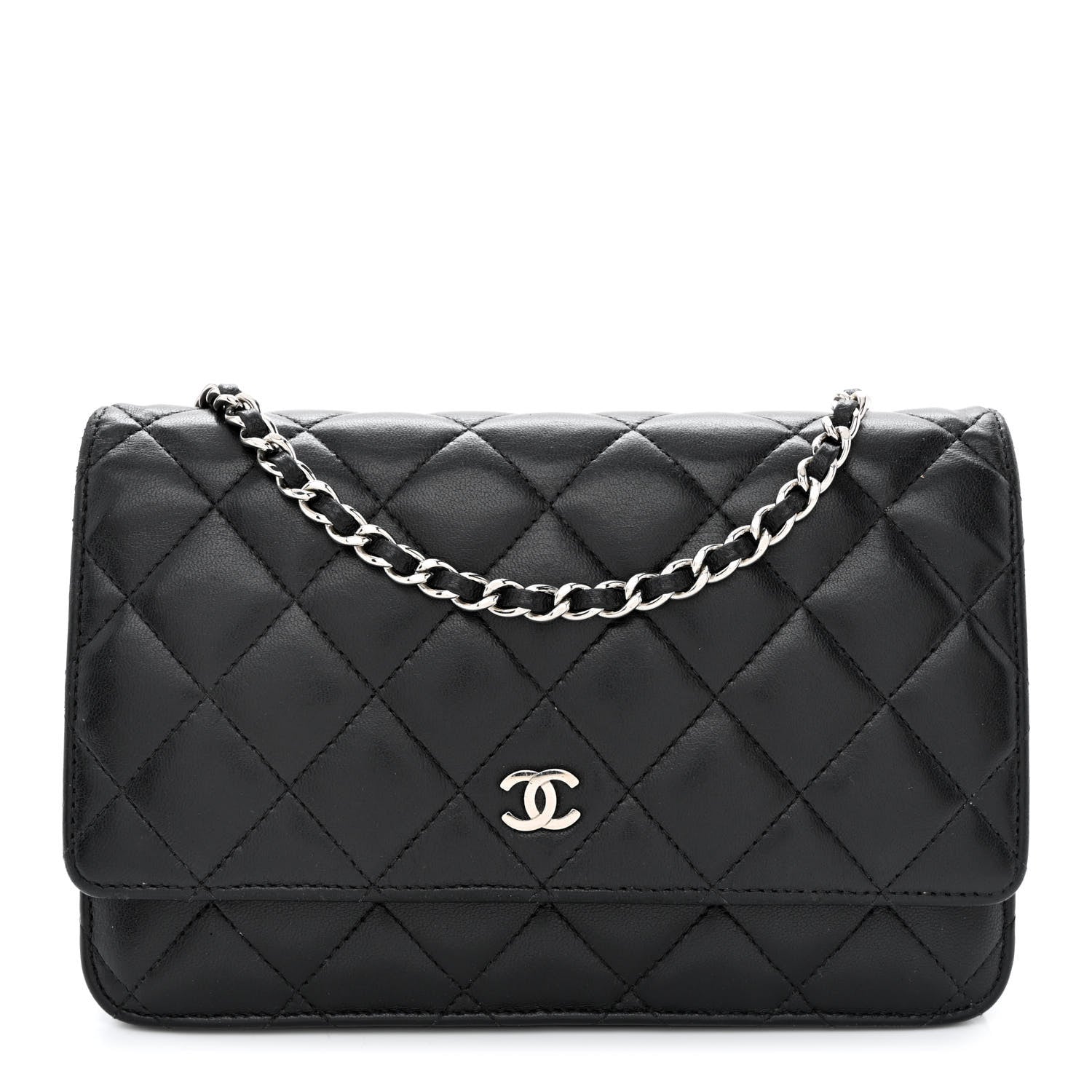 Chanel Lambskin Quilted Wallet On Chain WOC Black 1 of 11