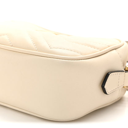Gucci Calfskin Matelasse Mini GG Marmont Chain Shoulder Bag White 10 of 10