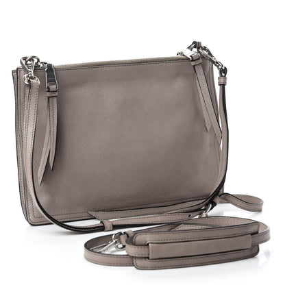 Prada Glace Calf Etiquette Double Zip Crossbody Bag Pomice Astrale 3 of 11