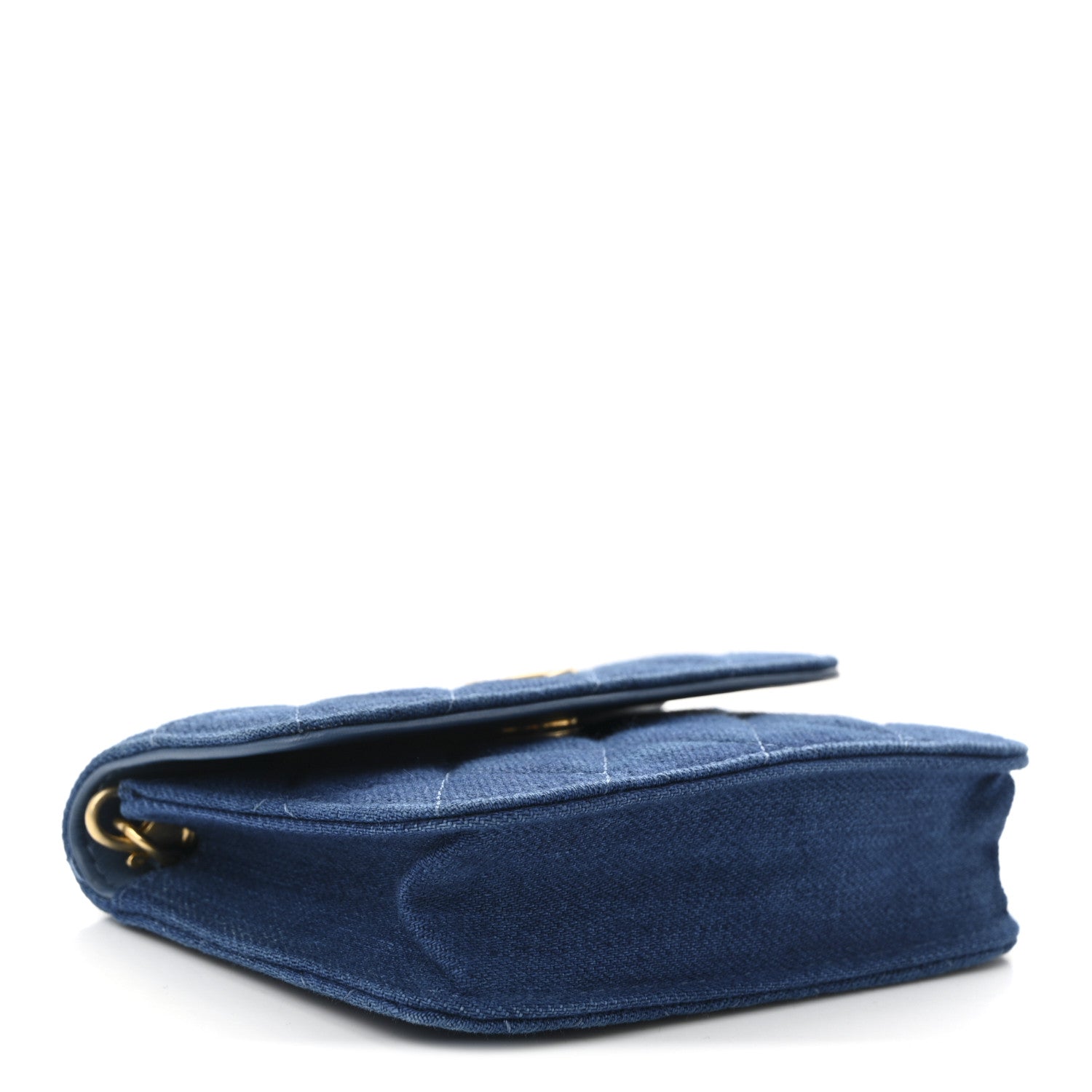 Chanel Denim Quilted CC Pearl Crush Clutch With Chain Blue 4 of 10