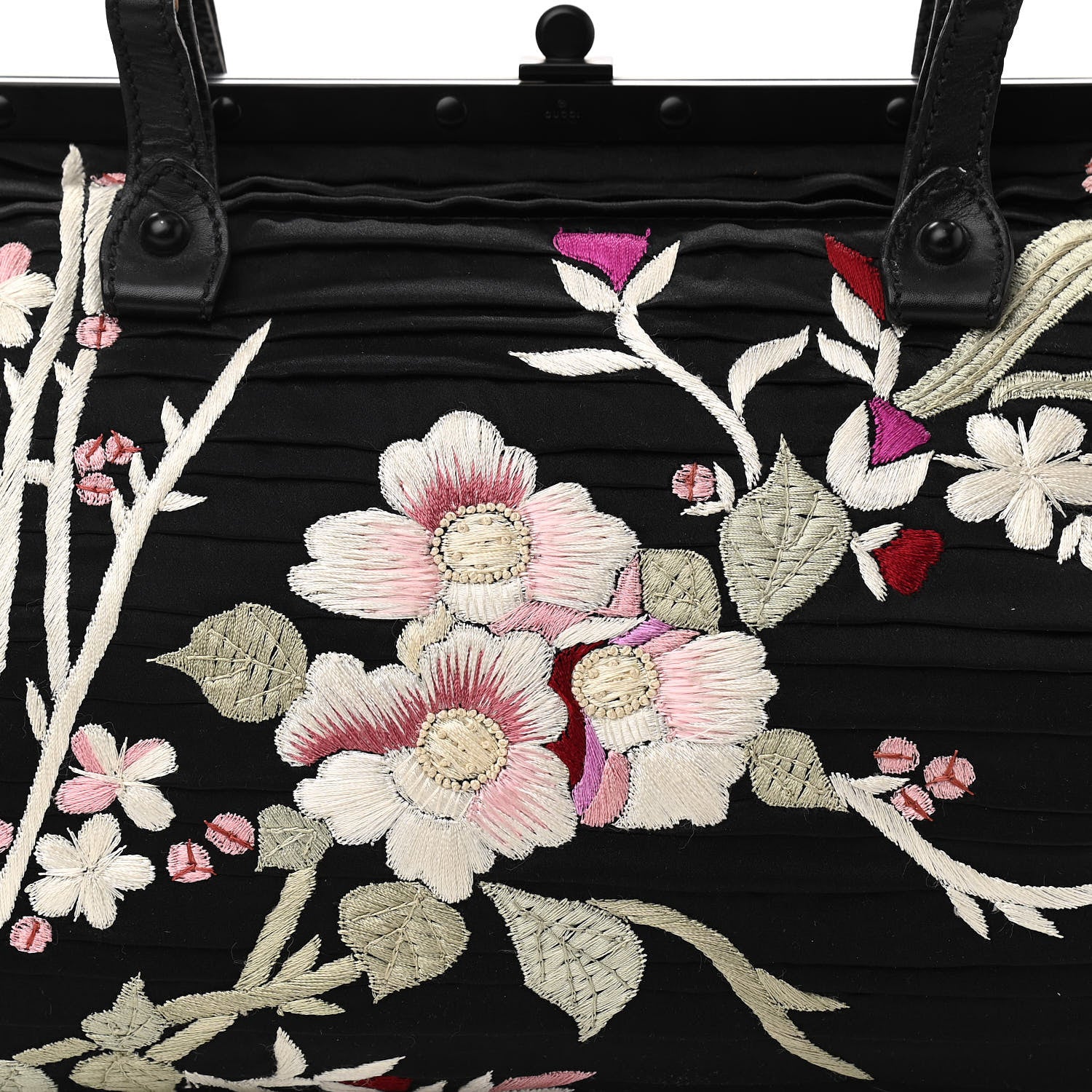 Gucci Silk Embroidered Tom Ford Japanese Flower Bag Black 8 of 14