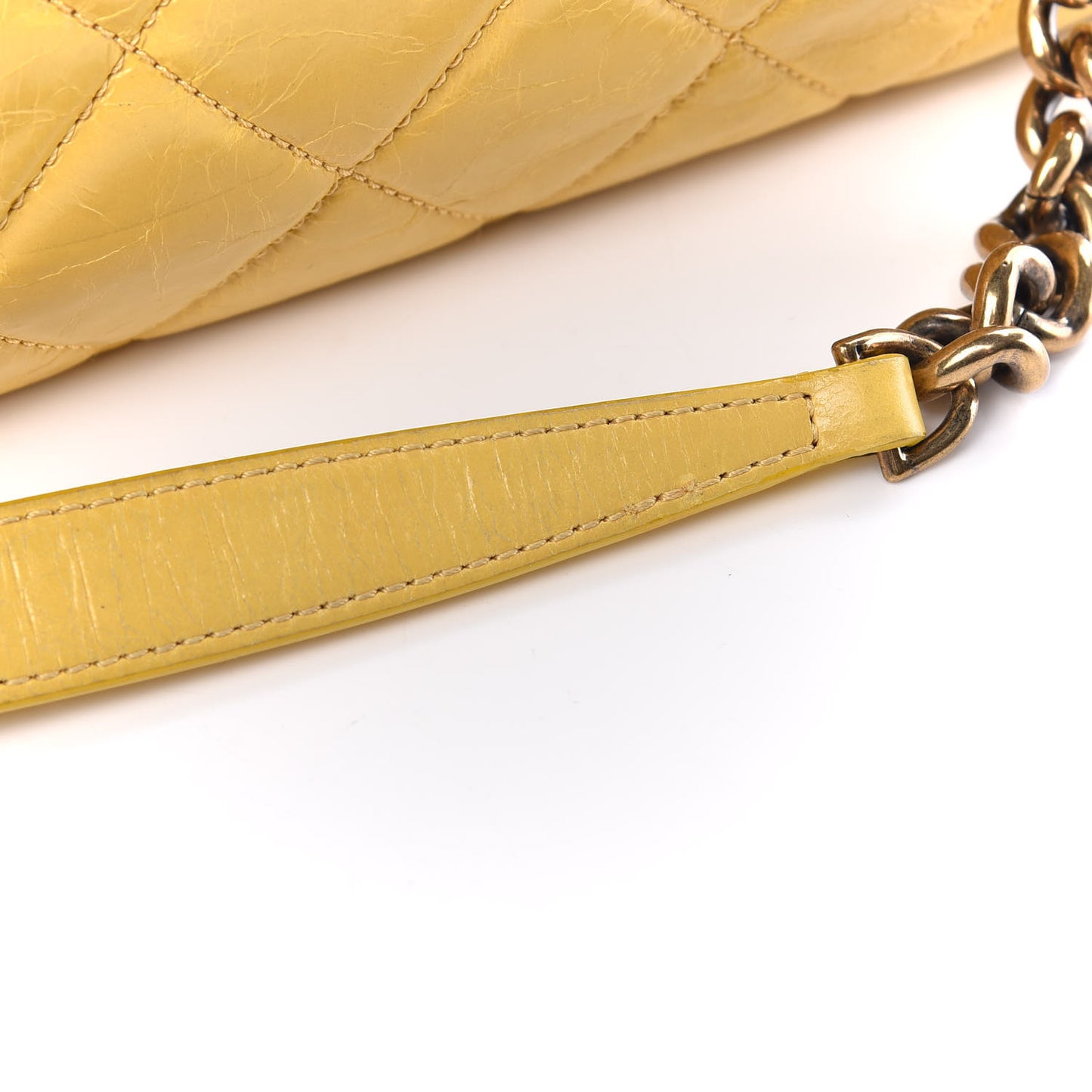 Glazed Calfskin Quilted Mademoiselle Bowling Tote Yellow