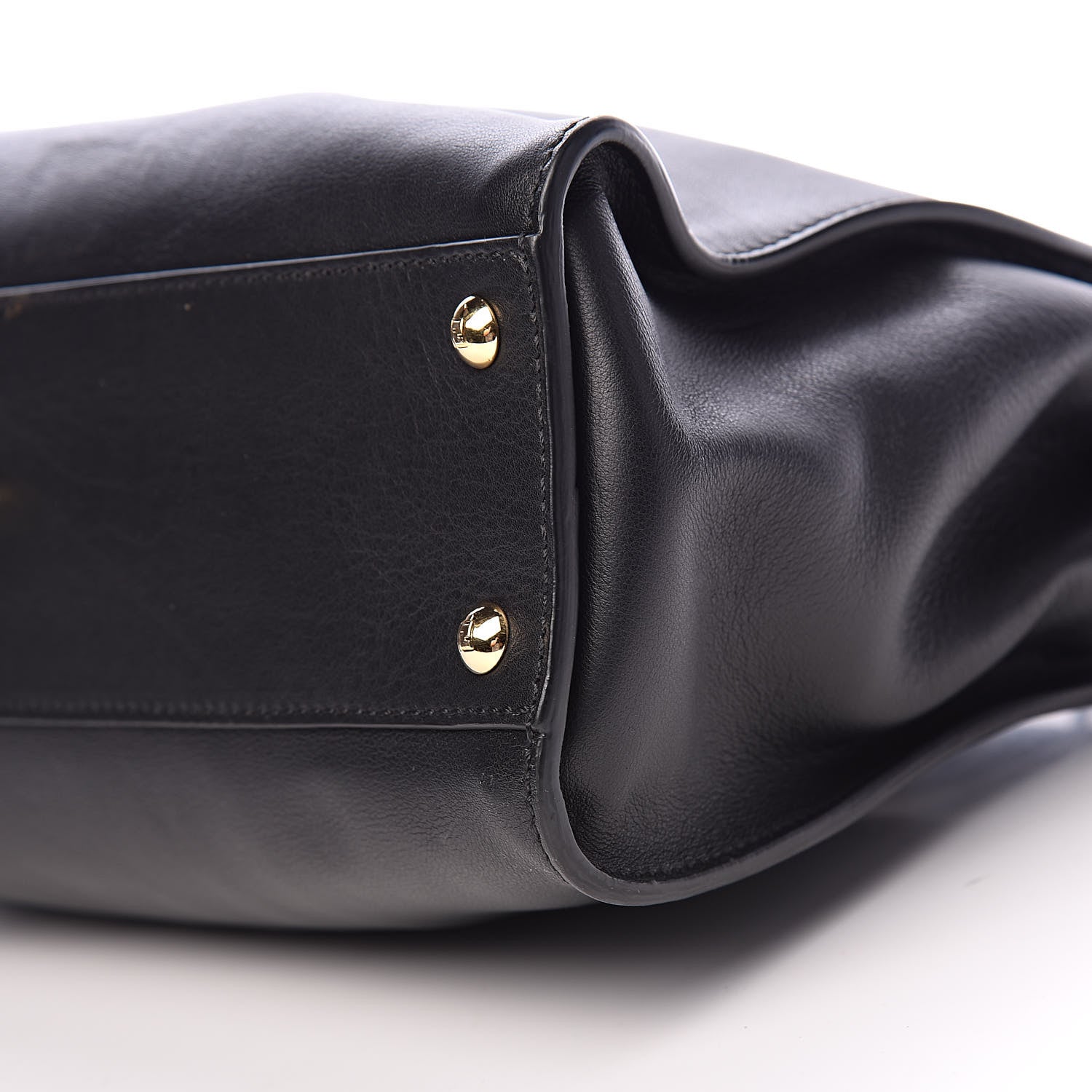Fendi Vitello Seta Shiny Nappa Medium Peekaboo Iconic Satchel Black 10 of 13