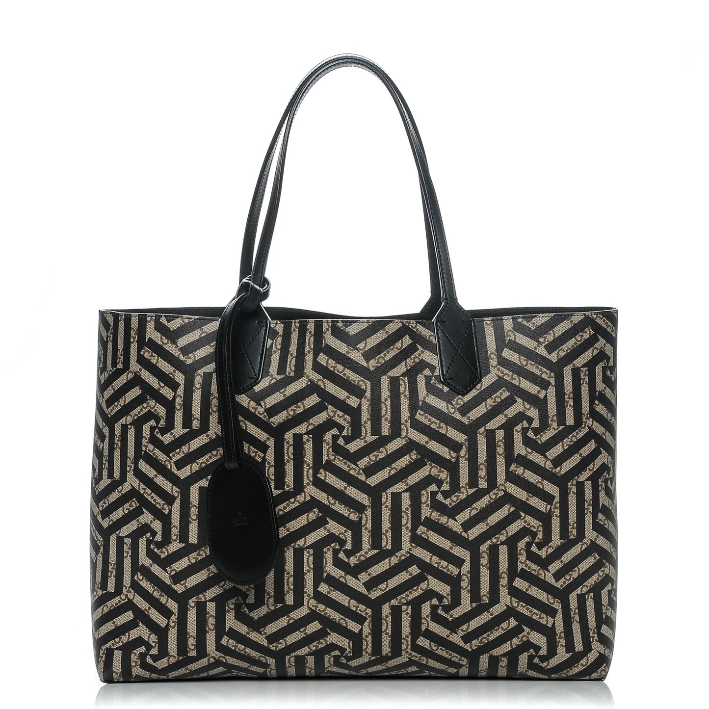 Calfskin GG Supreme Monogram Caleido Large Reversible Tote Black