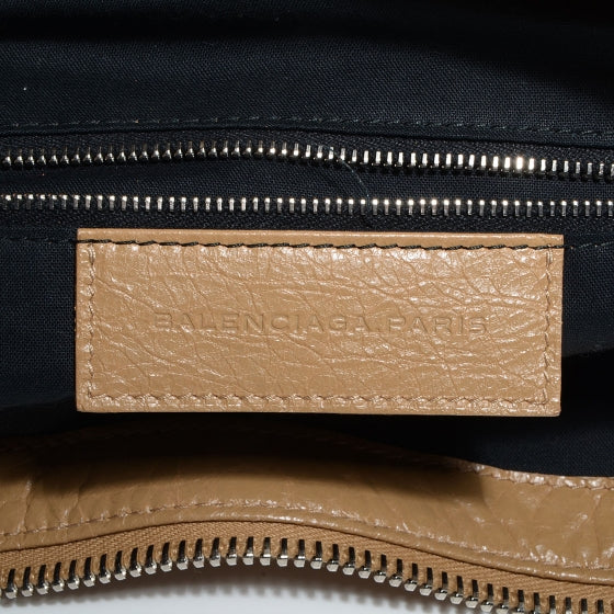 Agneau Giant 12 Silver Hardware Work Beige Nougatine