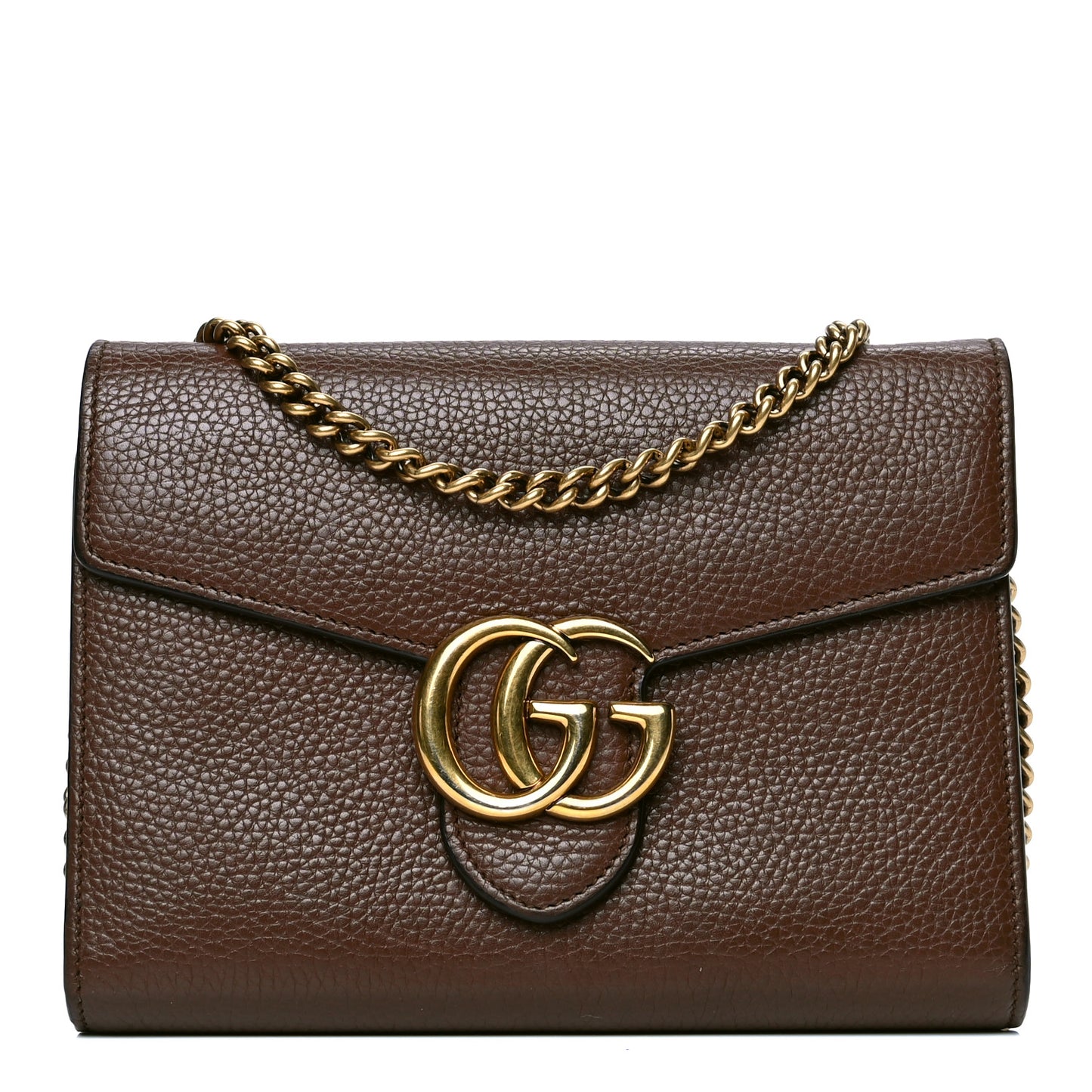 Cellarius Calfskin GG Marmont Chain Wallet Nut Brown