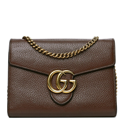 Gucci Cellarius Calfskin GG Marmont Chain Wallet Nut Brown 1 of 4
