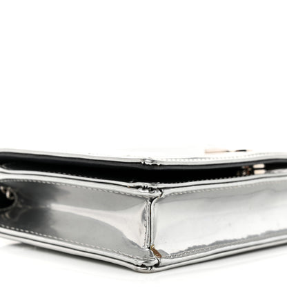 Christian Dior Metallic Patent Micro-Cannage Diorama Wallet on Chain Pouch Silver 8 of 14