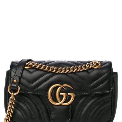 Gucci Calfskin Matelasse Mini GG Marmont Shoulder Bag Black 9 of 11